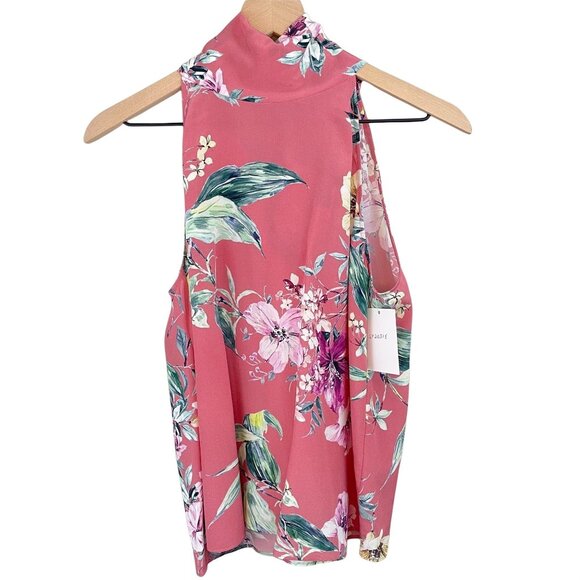 Generation Love pink floral Kylee tie back hineck silk tank extra small MSRP 225 - Picture 1 of 12